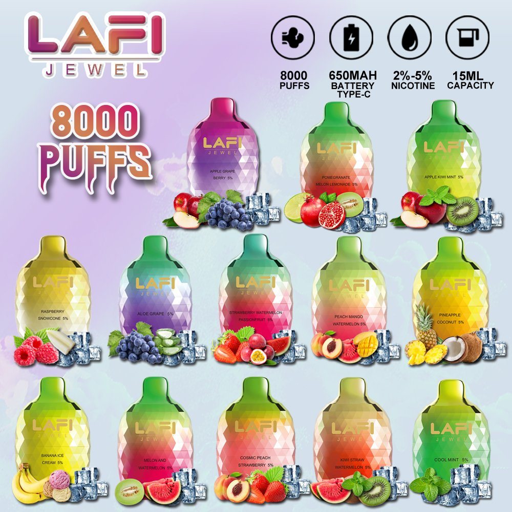LAFI JEWEL 15ML RECHARGEABLE DISPOSABLE DEVICE (8000 PUFFS)