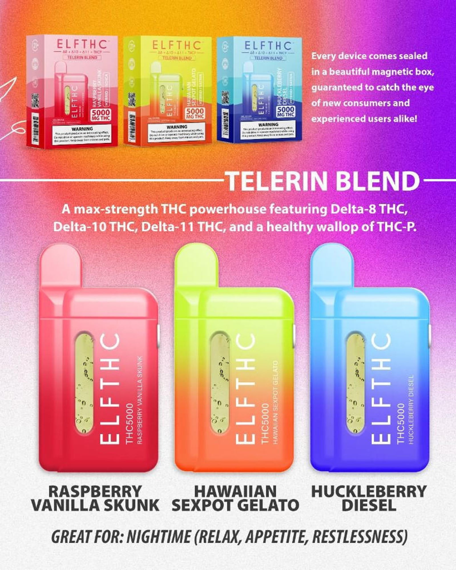 ELFTHC TELERIN BLEND D8+D10+D11+THCP DISPOSABLE 5G - 1CT